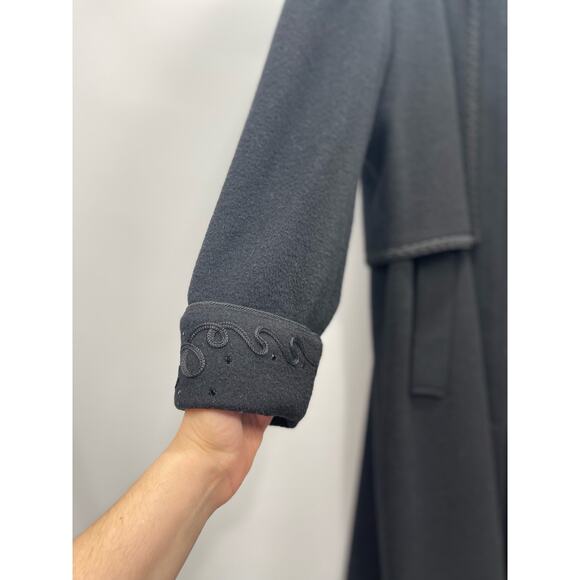 Vintage 90s Lorovi Petites Black Wool Long Cape Coat Womens 16P Made‎ in USA - Picture 6 of 6